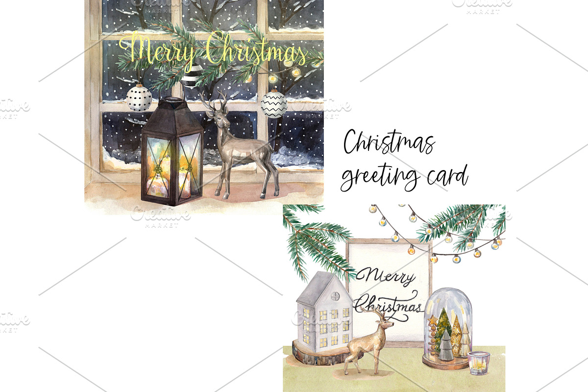 Watercolor Christmas decor., a Decorative Illustration by yulia.sukhanova (Photo 4 of 4)