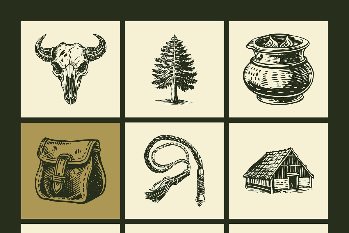 Native American Art Icon Set, a Person Illustration by Creative Stall (Photo 7 of 9)