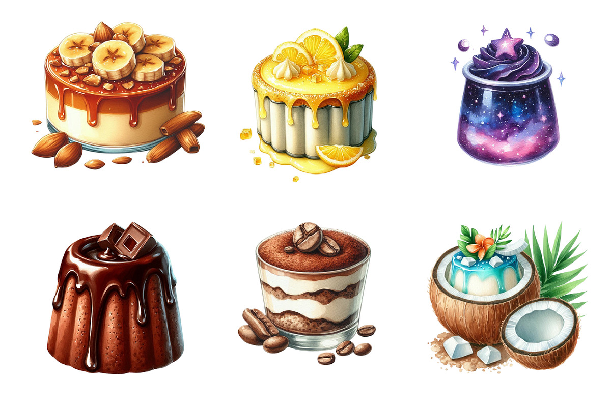 Pudding Watercolor Clipart, an Illustration by SinaCreation (Photo 3 of 5)