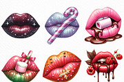 Christmas Lips Clipart Sublimation, an Illustration by Craft Nest (Thumbnail 2 of 6)