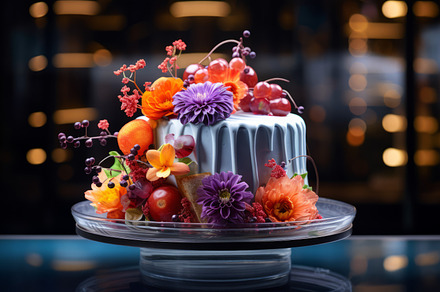 Beautiful cake decorated with eatable flowers for Valentine Day Birthday Weddin, a Food & Drink Photo by Natalia Klenova's Shop