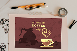 Retro International Coffee Day Illus