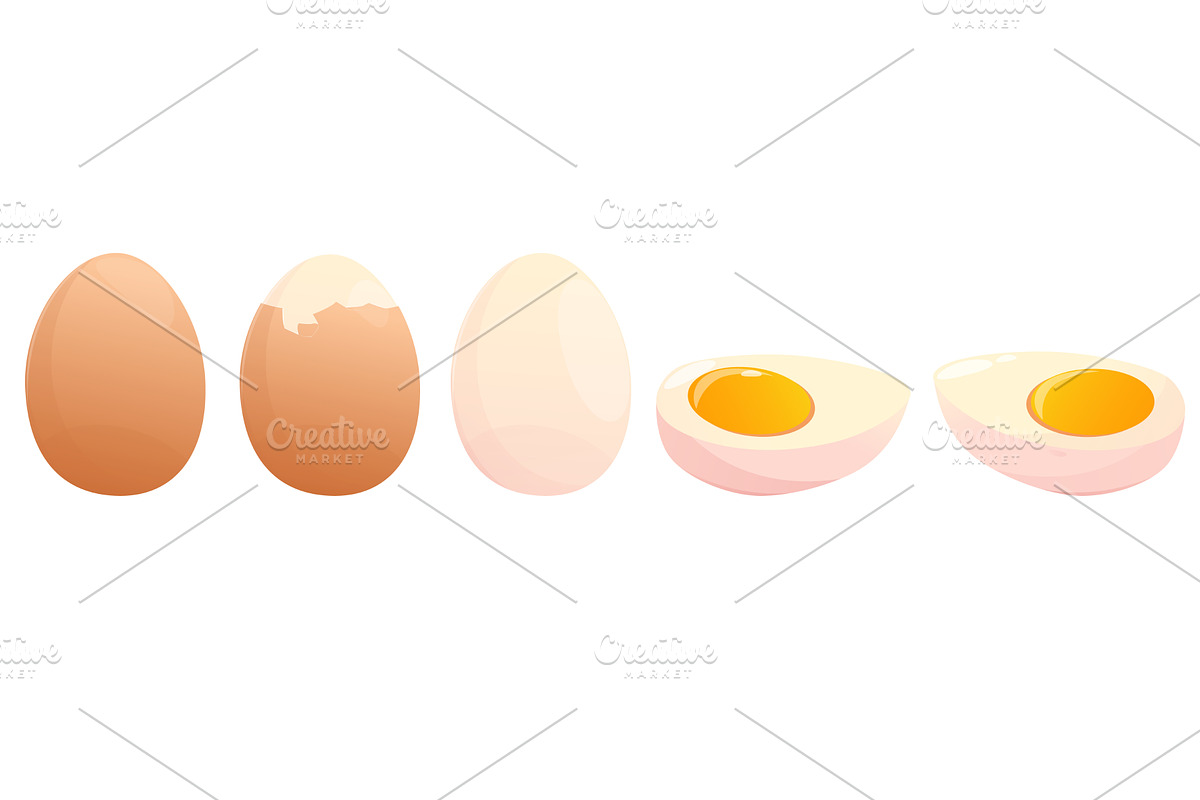 Boiled eggs. Peeled and in shell, a Food Illustration by Vectorbuum