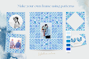 Watercolor blue tile patterns, a Decorative Illustration by Ojeny shop (Thumbnail 5 of 8)
