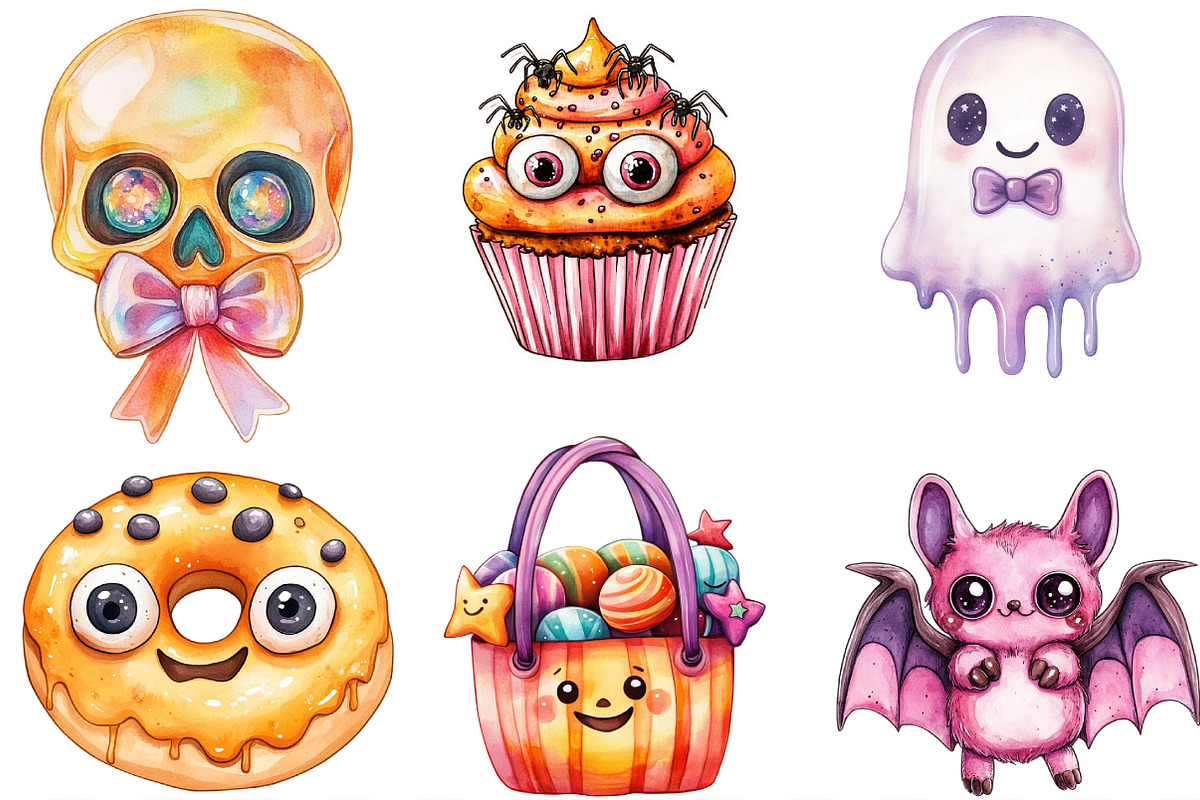 Kawaii Halloween Candy Stickers PNG, an Illustration by Designking (Photo 3 of 4)