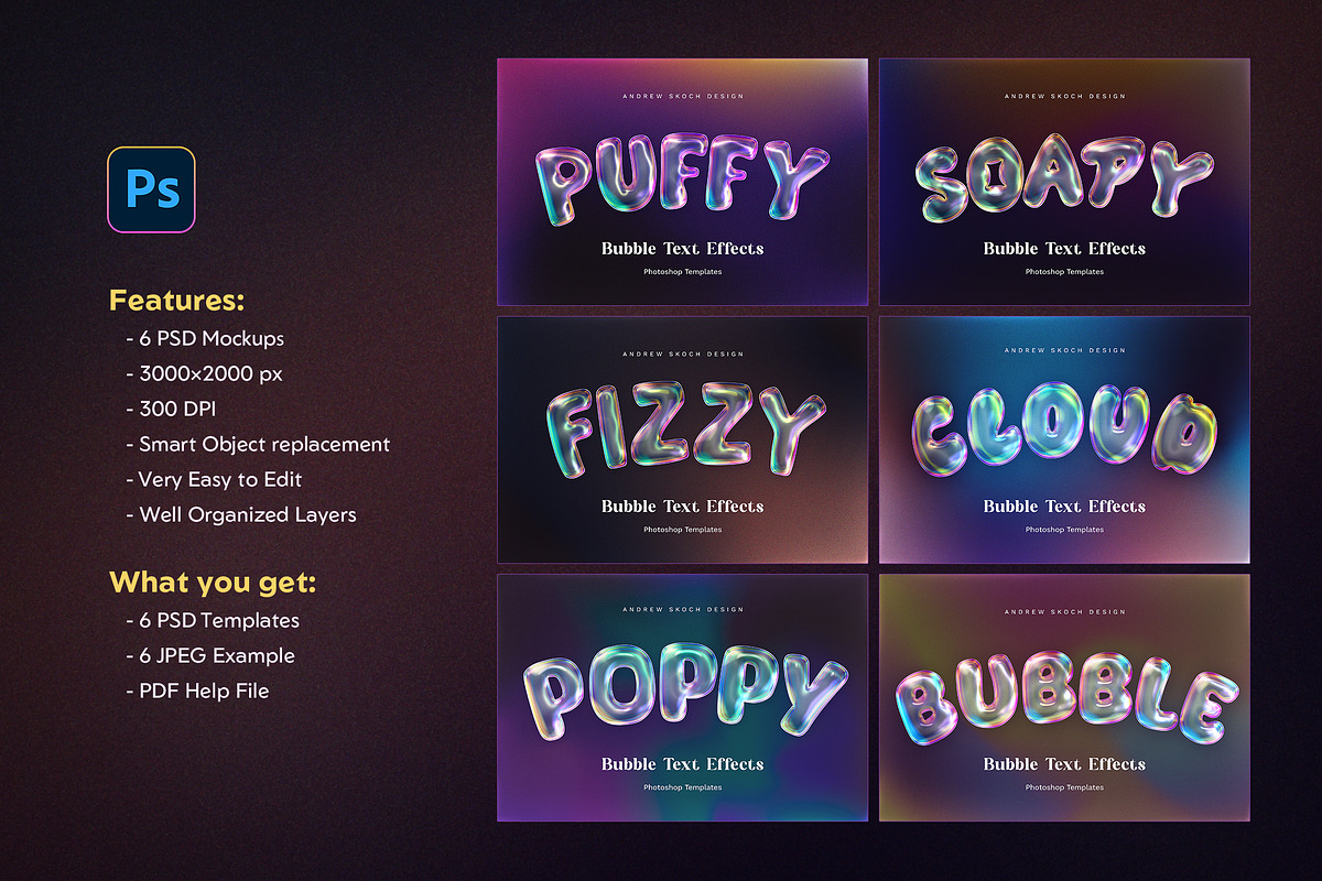 Bubble Text Effects, a Layer Style Add-On by Andrew Skoch Design