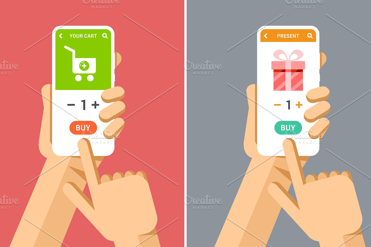 Phone in Hand Mockup Set 4, an Object Graphic by karetniy (Photo 5 of 6)
