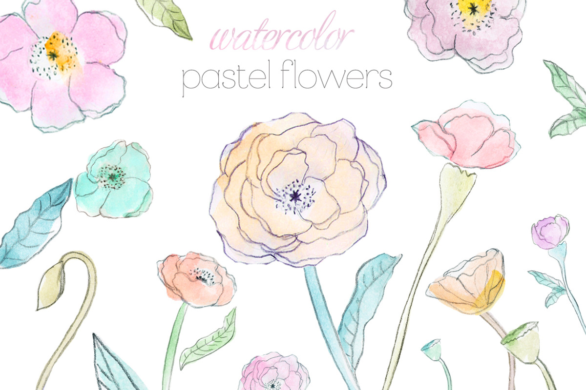 Pastel Watercolor Flowers