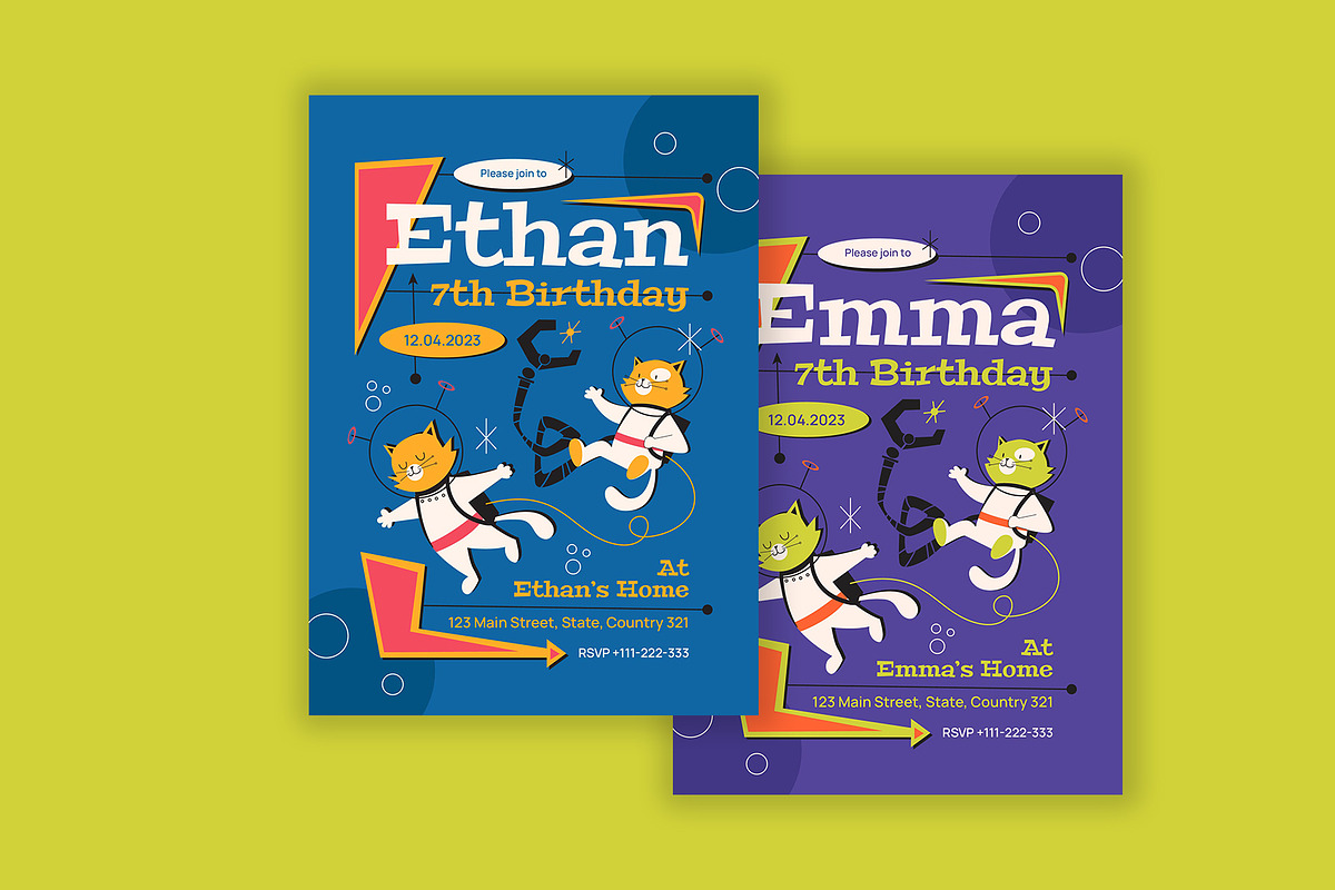 Colorful Kids Birthday Invitation, a Card Template by Neermana (Photo 4 of 4)