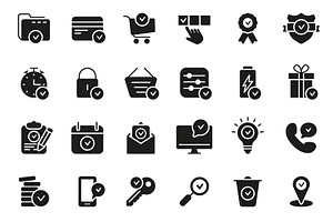 Set of Approve Silhouette Icons, an Object Illustration by Vector Creator