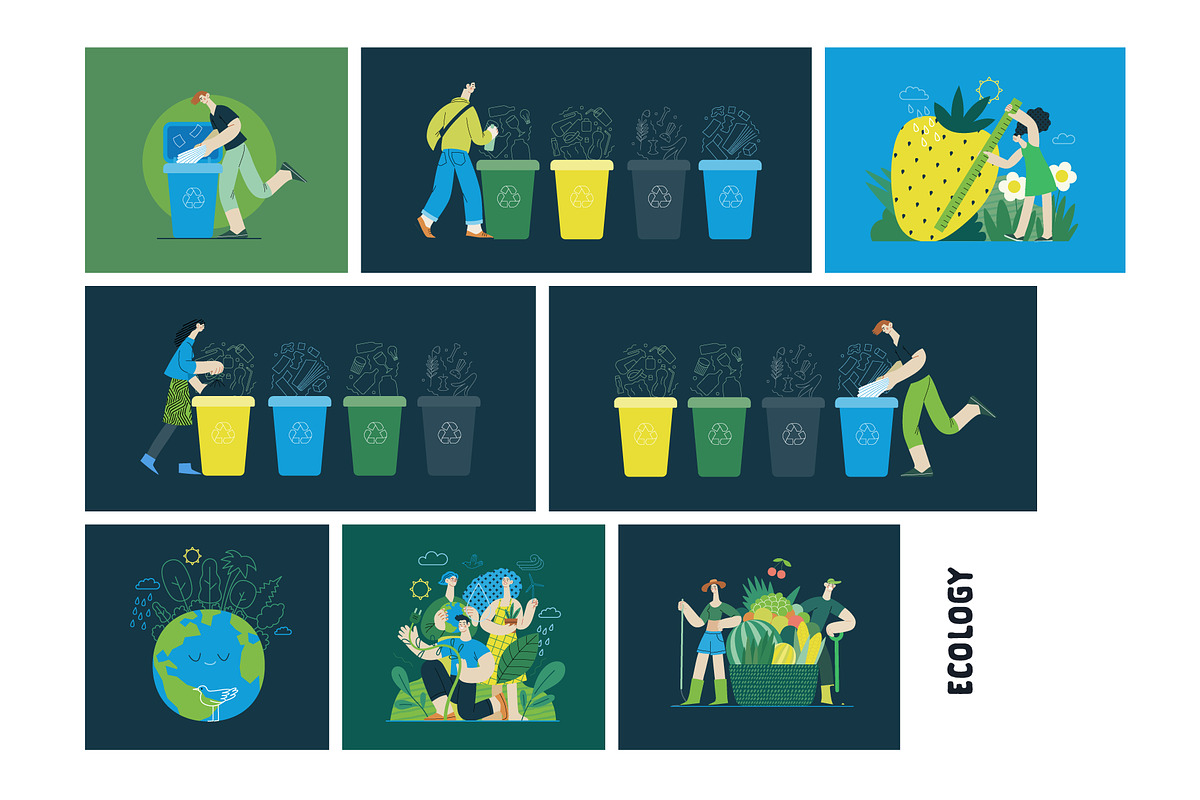 Ecology flat vector illustrations, a Templates & Theme by Grivina's shop (Photo 18 of 31)