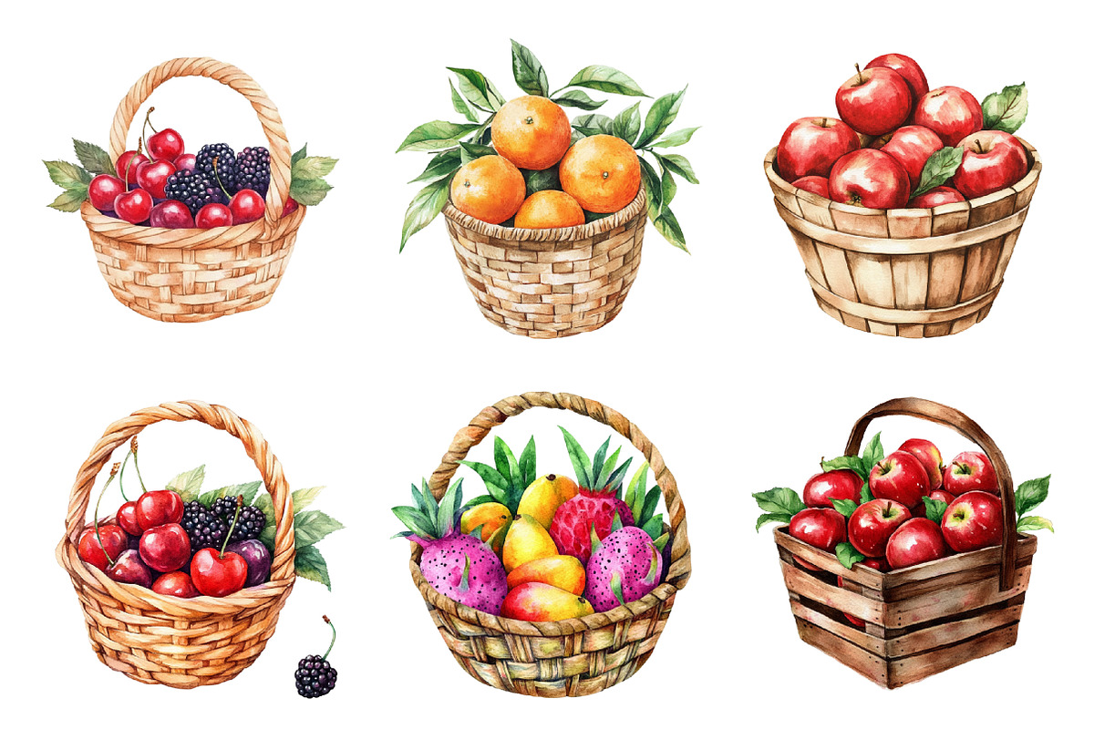 Fruits in the Basket Clipart PNG, an Illustration by SinaCreation (Photo 3 of 5)