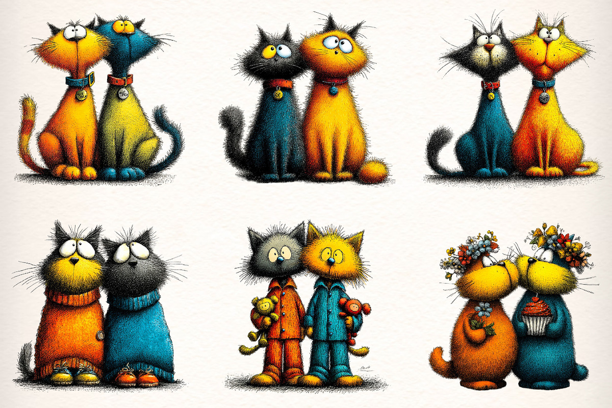 Best Cat Friend, Quirky Cat Clipart, an Illustration by Dream Creation (Photo 2 of 8)