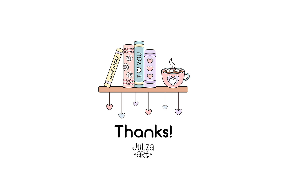 Valentine Bookish Clipart, an Education Illustration by JulzaArt (Photo 7 of 7)