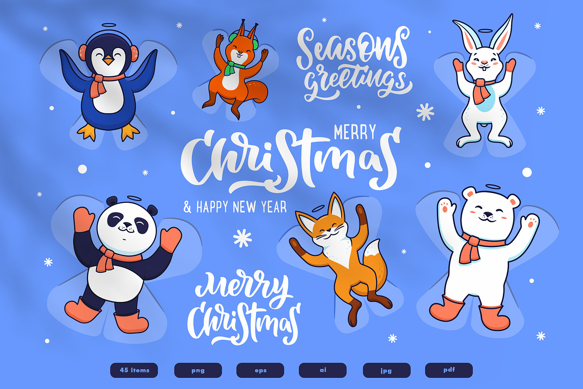 Cute Christmas Bundle, an Animal Illustration by Lettering_Logo (Photo 7 of 11)