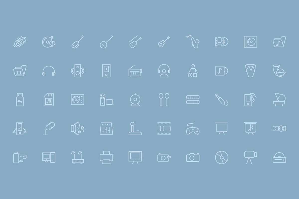 100 Music and Multimedia Icons preview 3