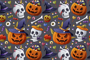 Halloween PumpkinClipart & Patterns, a Seasonal Illustration by Alina Kruss (Thumbnail 5 of 11)