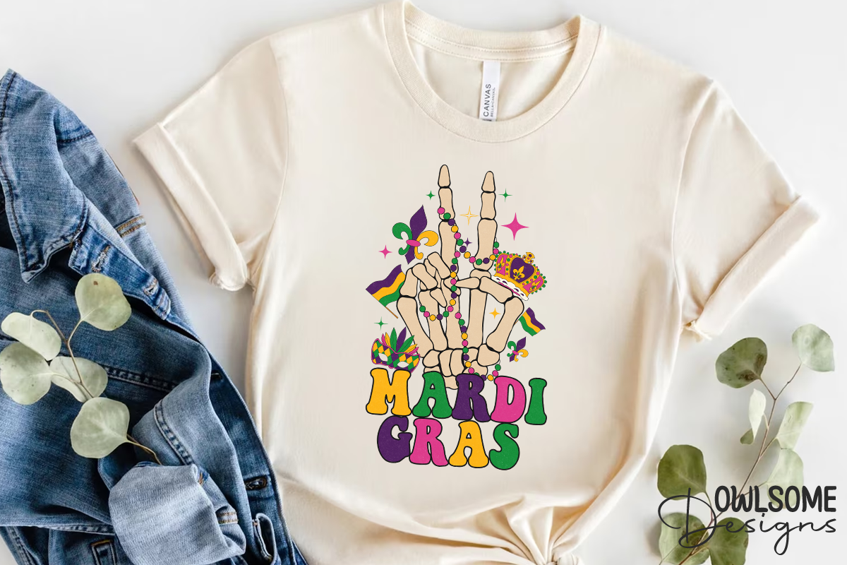 Skeleton Hand Mardi Gras Sublimation, a Graphic by Owlsome.Designs (Photo 2 of 5)