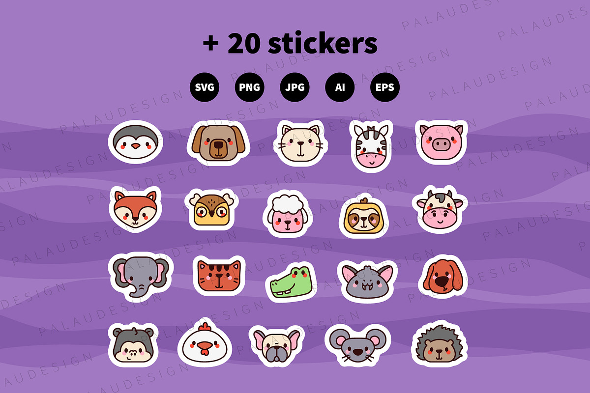 Cute Kawaii Animal Heads Characters, an Animal Illustration by Palau (Photo 12 of 12)
