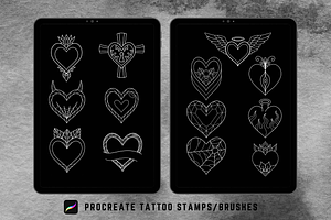 50 Procreate Heart Stamps