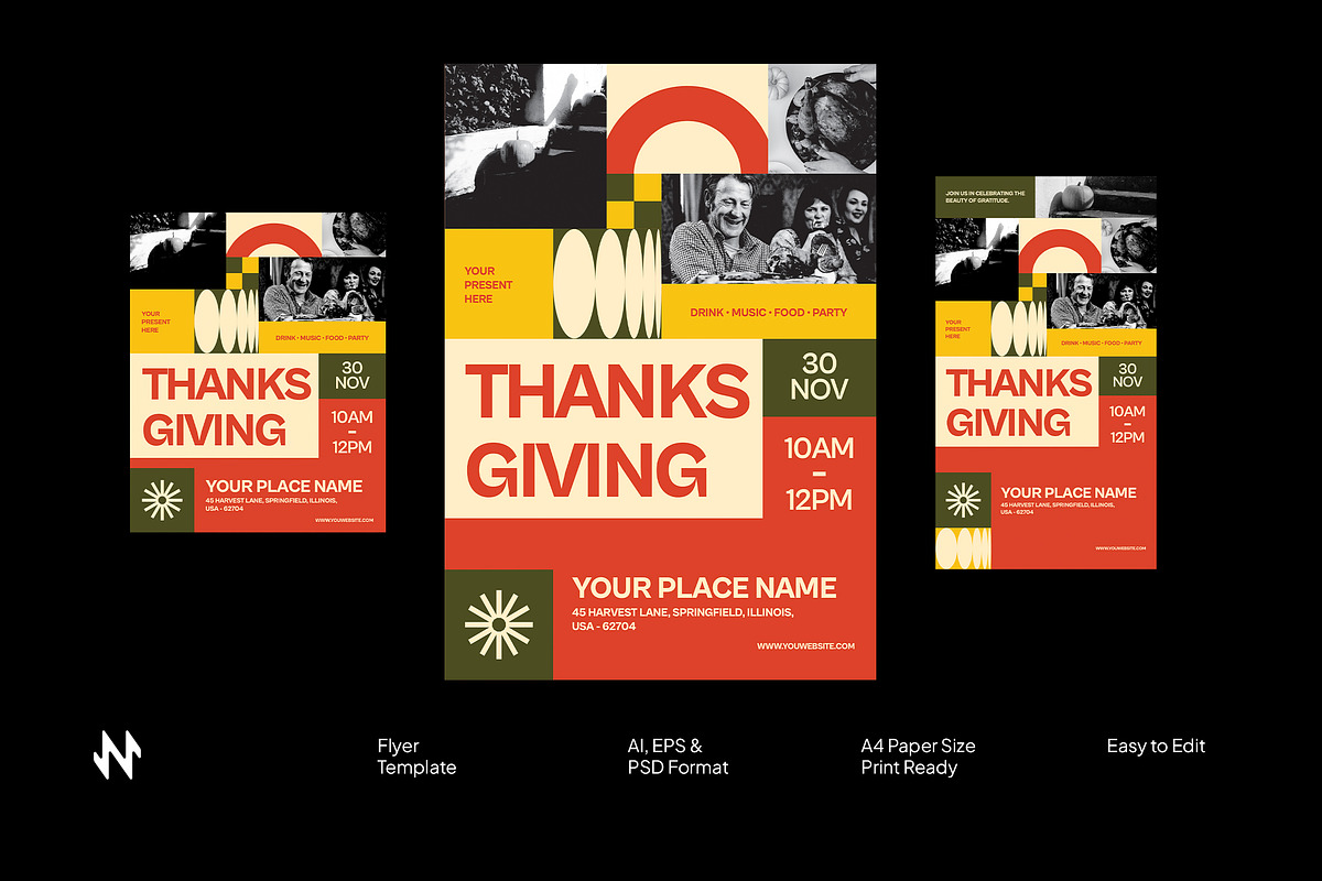 Thanksgiving Retro Vibes Flyer