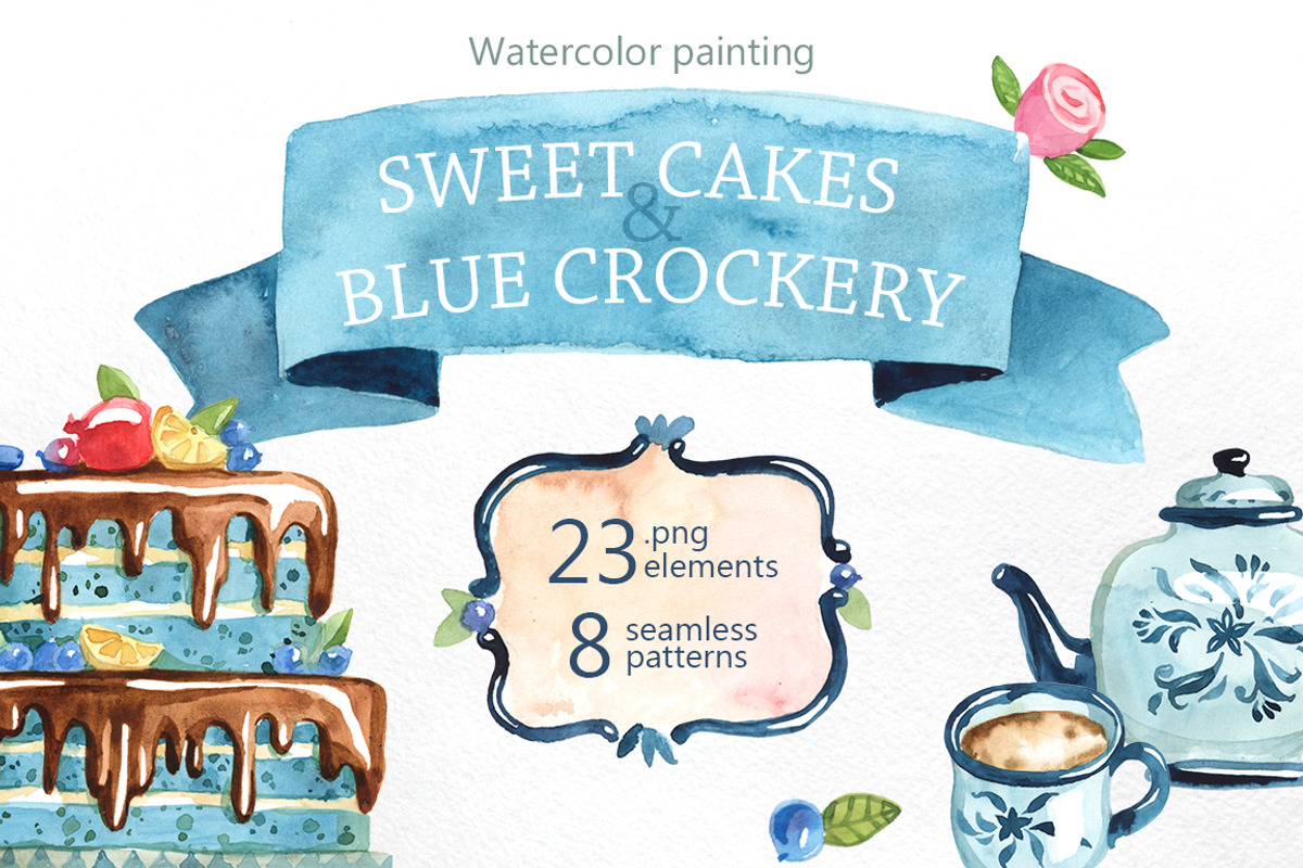 Watercolor cakes and sweets, a Food Illustration by katyabuslaeva (Photo 1 of 5)