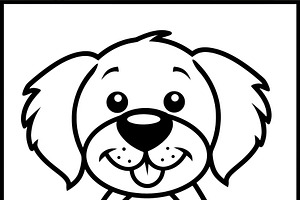 Cute puppy dog cartoon illustration sitting on white background, an Illustration by Studio ANNA