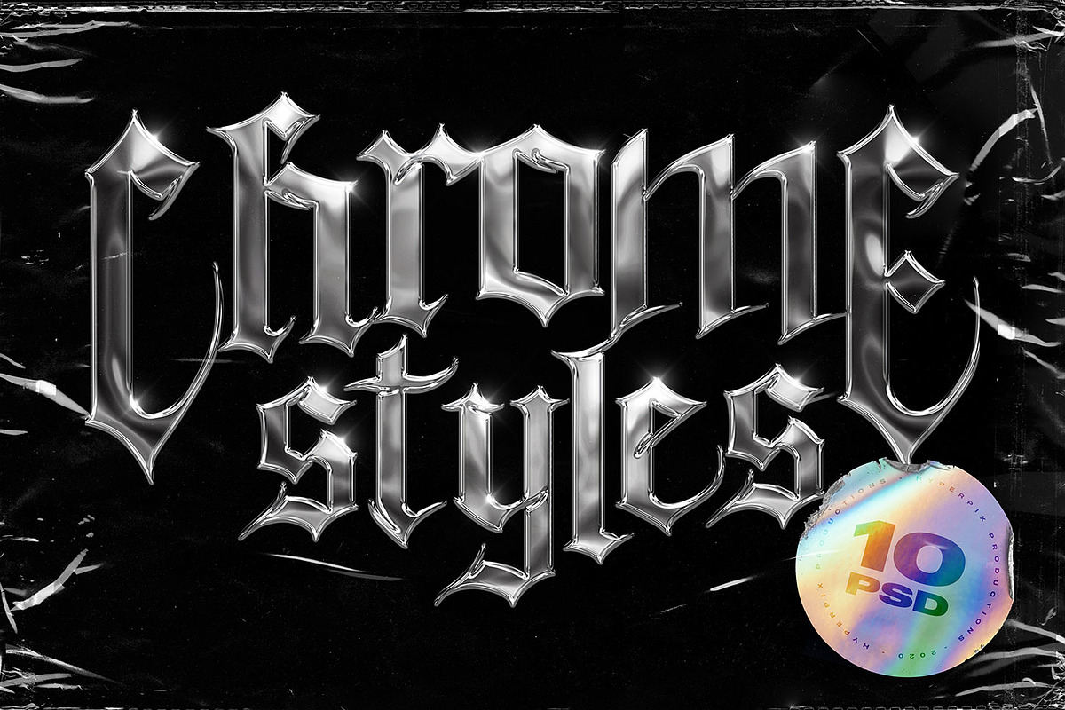 Chrome Text Styles Vol.1, a Layer Style Add-On by Hyperpix Productions (Photo 1 of 18)
