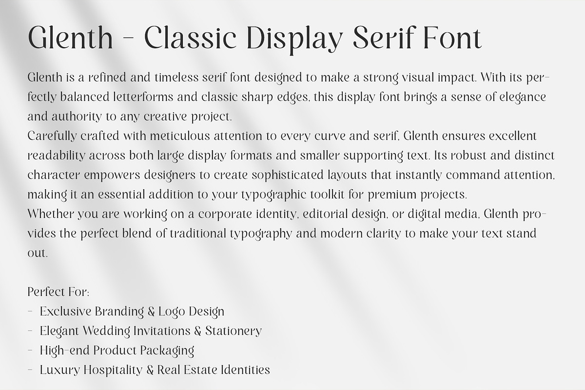 Glenth Elegant Serif Typeface, a Serif Font by OWPictures (Photo 9 of 10)