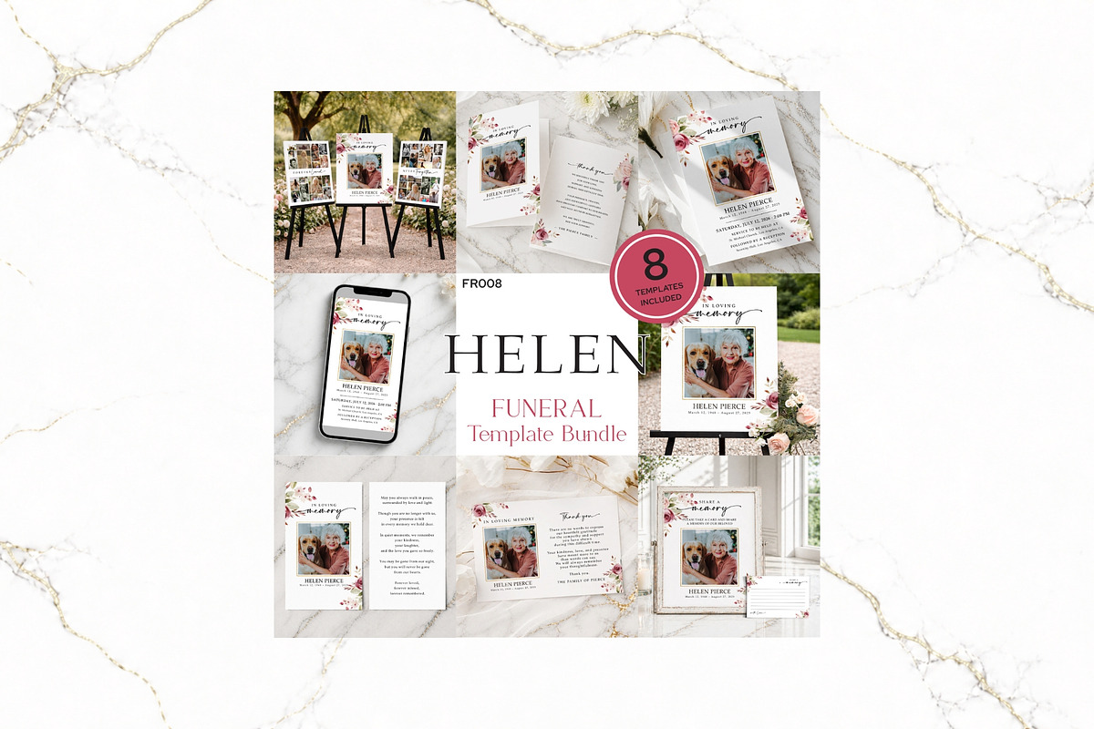 Funeral Bundle Canva FR008, a Stationery Template by TyphoonStudio (Photo 1 of 12)