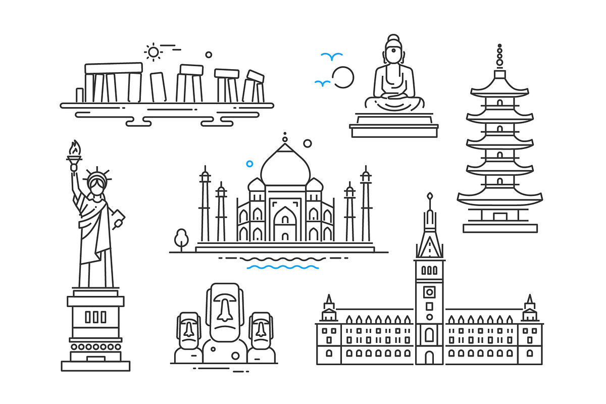 Line Design Landmarks Icons Set, an Outline Icon by Boyko Pictures (Photo 6 of 9)