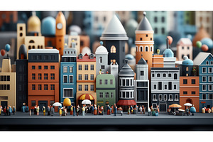 Colorful Miniature Cityscape With