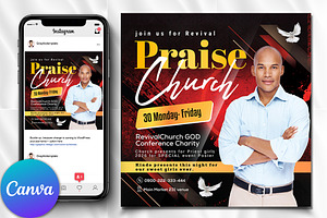 Church Praise Flyer, Canva Template, a Graphic by Design Up
