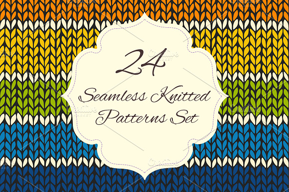 Set of 24 knitted seamless patterns preview 6