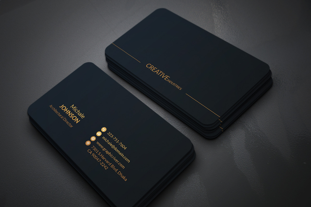 Gold Black Business Cards, a Business Card Template by Genereux Art (Photo 1 of 5)