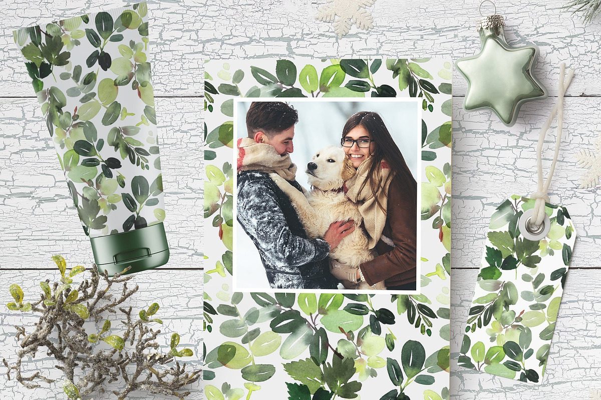 4-in-1 Watercolor Christmas Set, a Card Template by Karma (Photo 13 of 34)