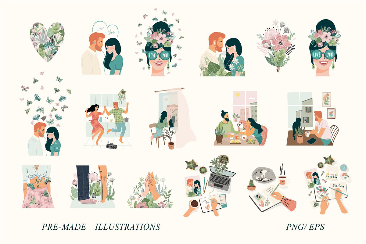 Love story. Vector collection., a Person Illustration by Nadia Grapes (Photo 6 of 10)