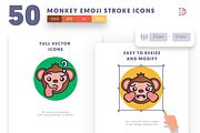 50 Monkey Emoji Stroke Icons, an Emoji Icon by Dighital (Thumbnail 7 of 10)