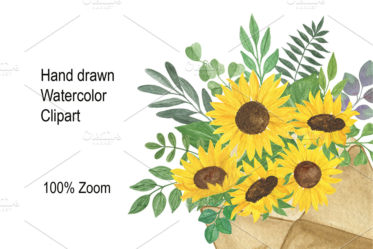 Sunflower sublimation clipart, an Illustration by Contes_de_fée (Photo 2 of 7)