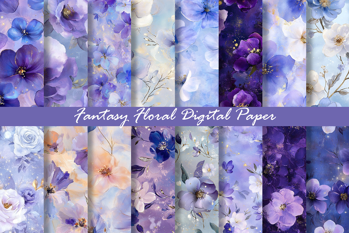 Fantasy Floral Digital Paper, a Texture Graphic by Dream Creation (Photo 1 of 5)