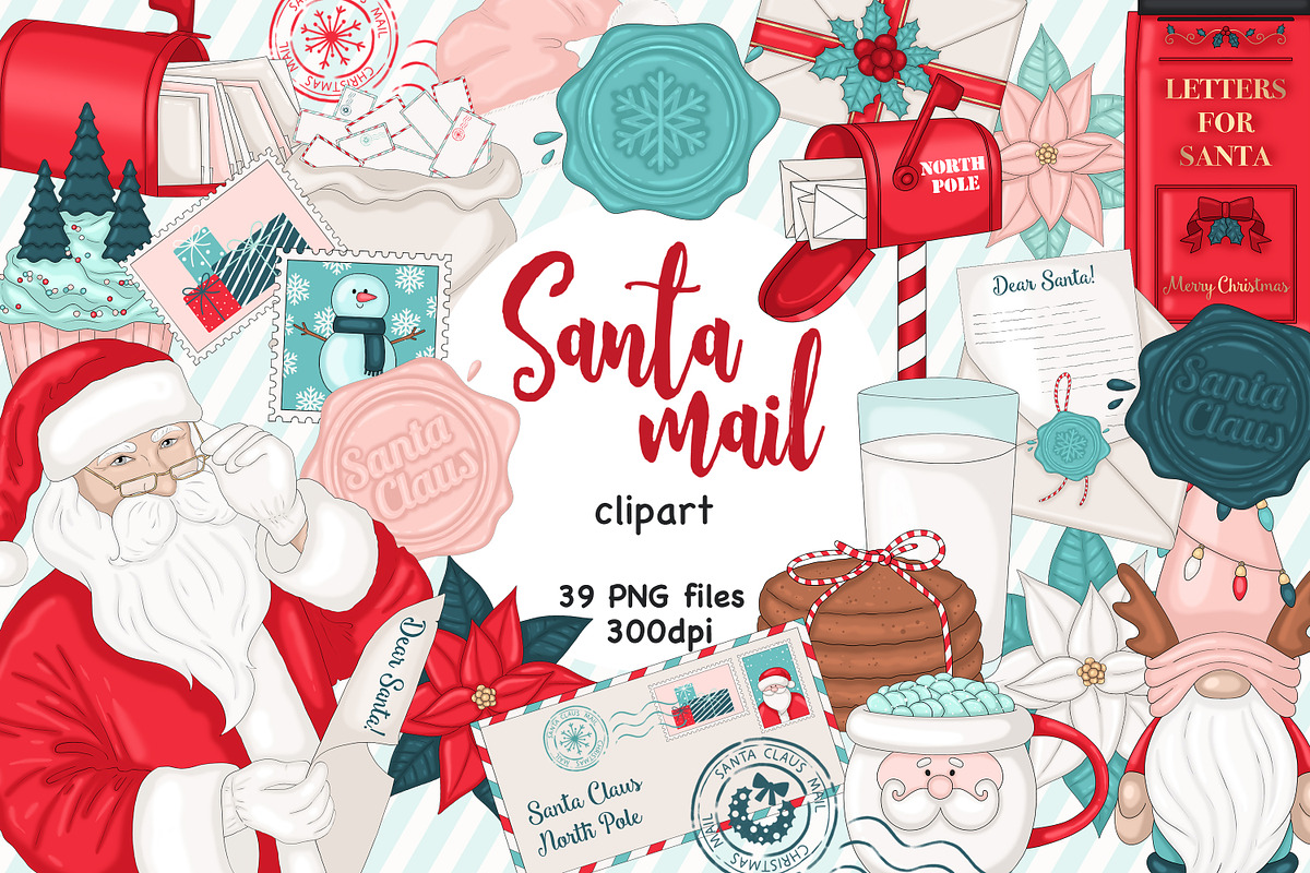 Santa Mail Cliparts, an Illustration by GlamArtZhanna (Photo 1 of 3)