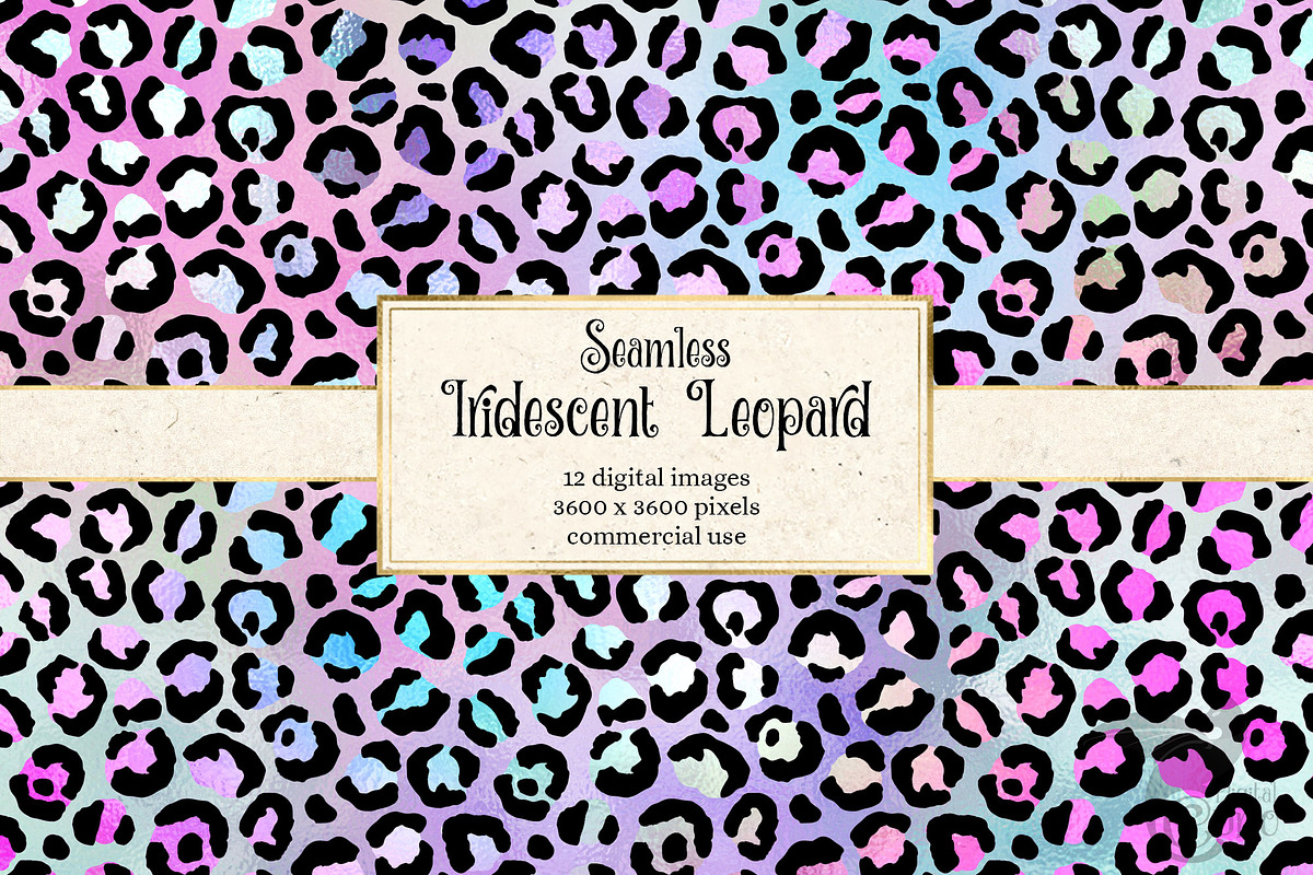 Iridescent Leopard Digital Paper, a Pattern Graphic by Digital Curio