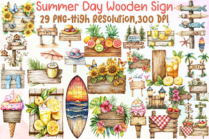 Summer Day Wooden Sign Clipart, an Illustration by Sublimation Artist