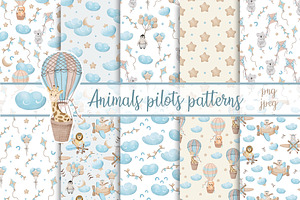 Animals pilots patterns, a Pattern Graphic by ArtGiftsStudio