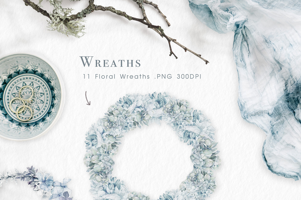 Dusty Blue Watercolor Flower Graphic, an Illustration by May • SHO (Photo 10 of 16)