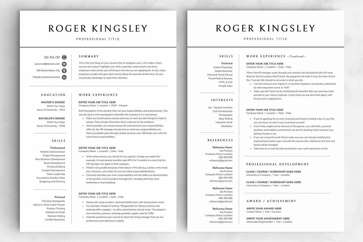 Resume/CV - The Roger, a Resume Template by CreativeLandStudio (Photo 4 of 9)