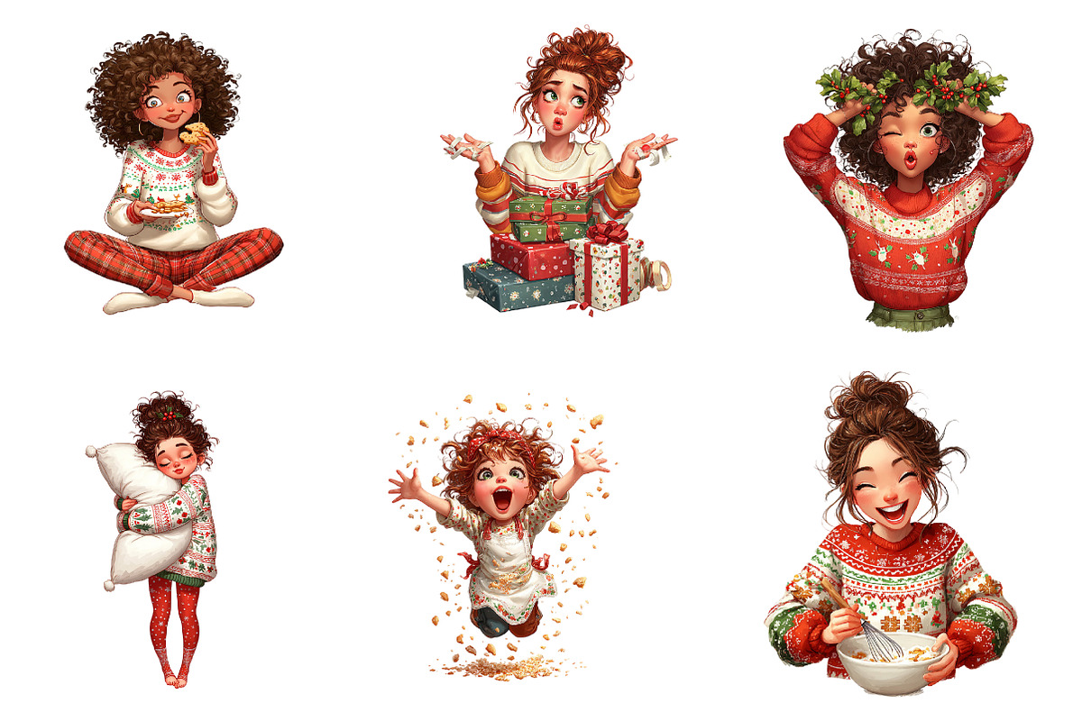 Quirky Christmas Girl Clipart, an Illustration by CreationArt (Photo 4 of 4)