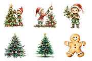 Christmas Elf Watercolor Characters, an Illustration by SinaCreation (Thumbnail 3 of 7)
