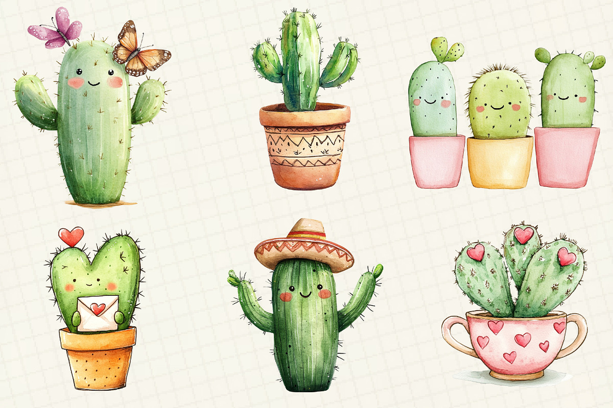 Cactus Doodle Sublimation Clipart, an Illustration by OK Design (Photo 5 of 5)