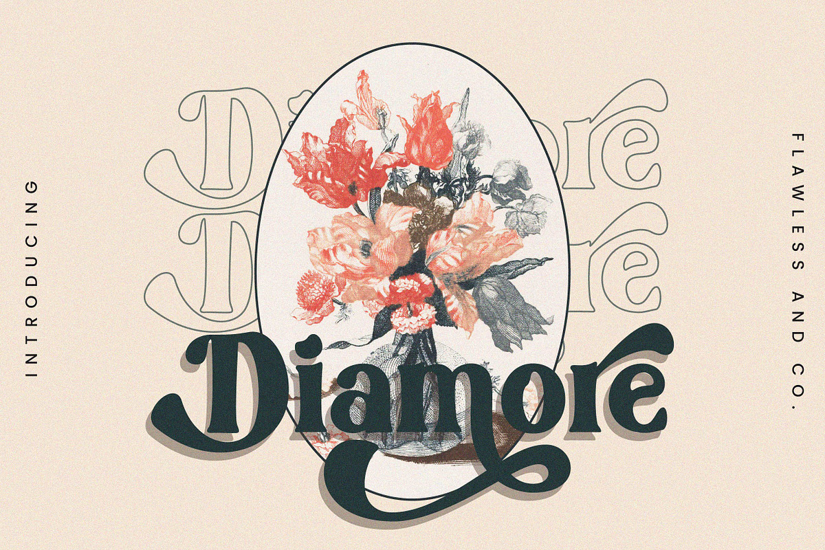 Diamore - Modern Retro Font, a Script Font by Flawless And Co (Photo 1 of 11)